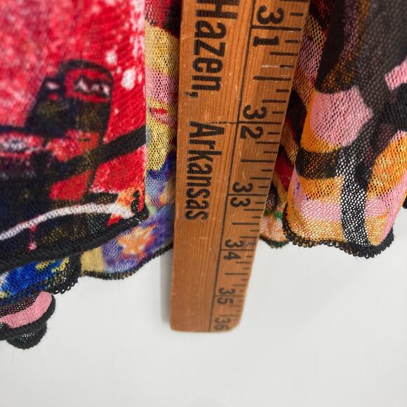 Ali Miles Floral Art to Wear Open Front Liquid Knit Colorful Fairy Cardigan 1X - Picture 7 of 7